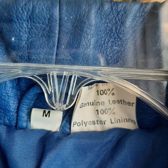 Blue Crop Leather Jacket - Picture 3 of 3